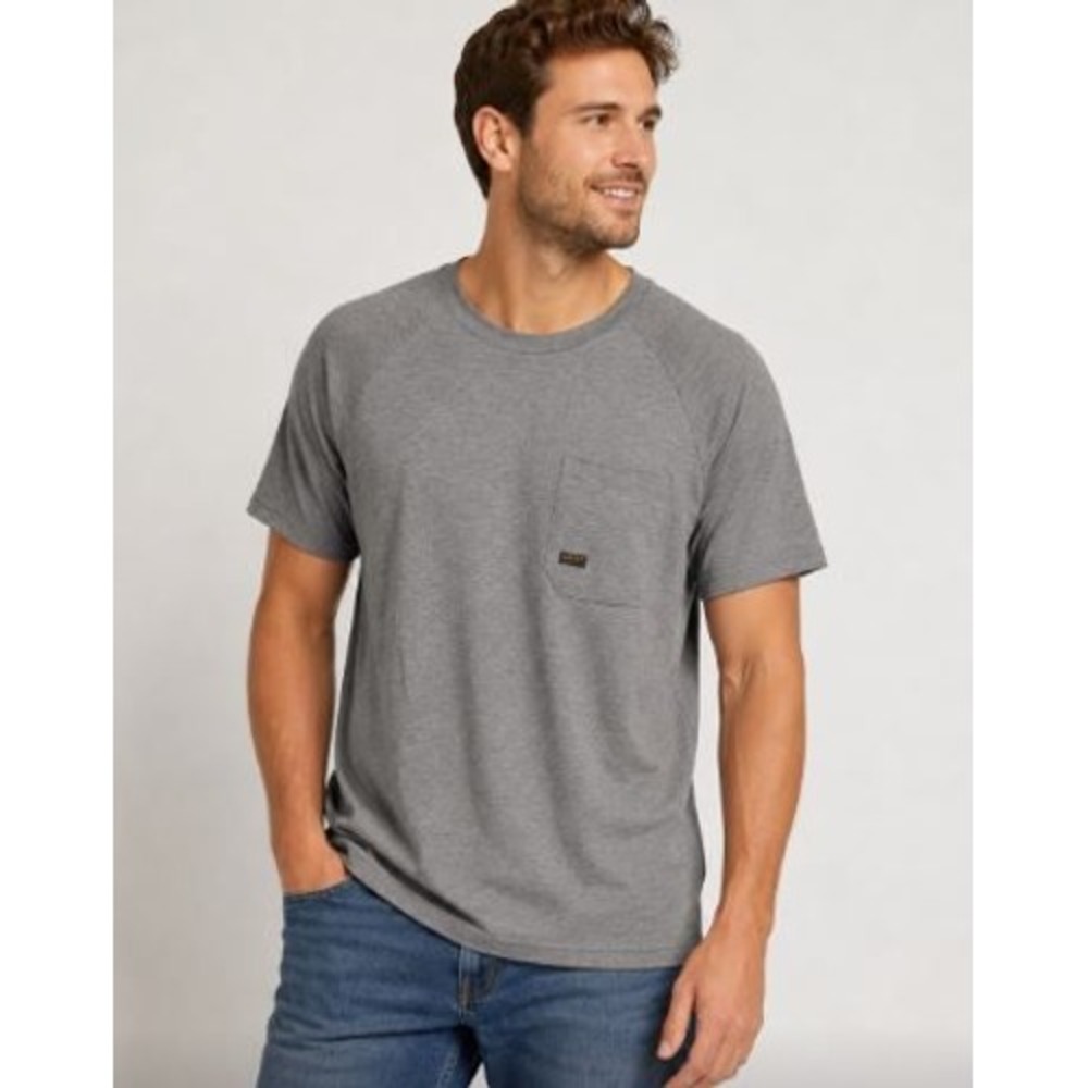 Ariat Rebar Pocket T-Shirt Mens 2XL Tall Gray Short Sleeve Raglan Crew Neck Tee
